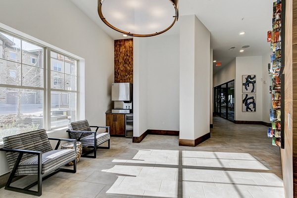 Clubhouse lobby featuring modern decor and ample seating at The Preserve luxury apartments