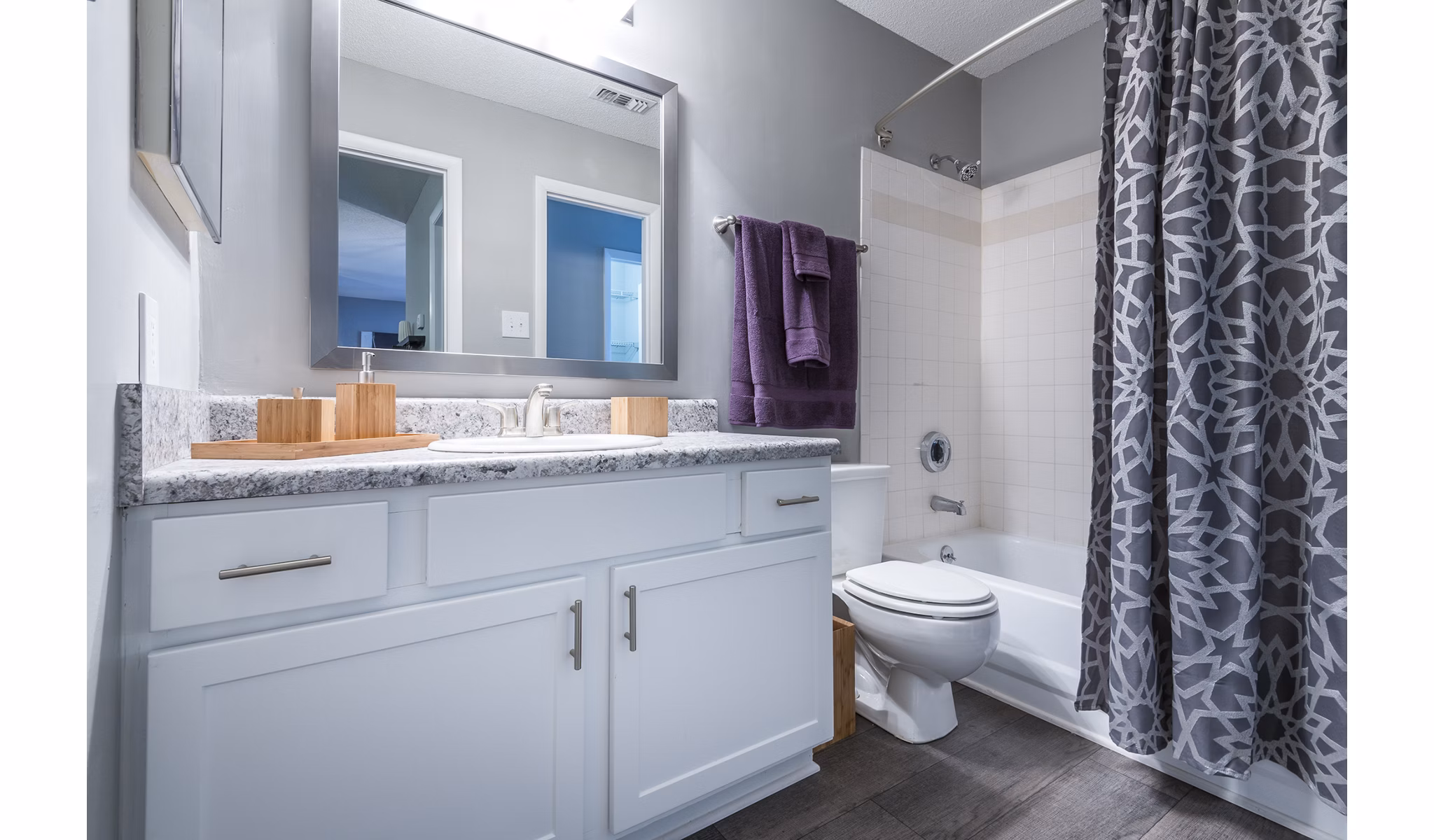 Modern bathroom with sleek fixtures at Bridgeport Apartments