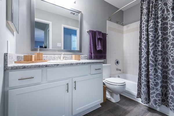 Modern bathroom with sleek fixtures at Bridgeport Apartments