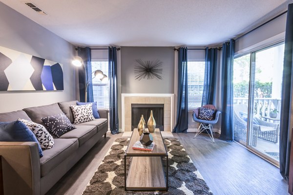 Living room featuring modern decor and open layout in Bridgeport Apartments