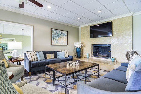 Clubhouse lobby with modern seating and design at Avana Cumberland Apartments