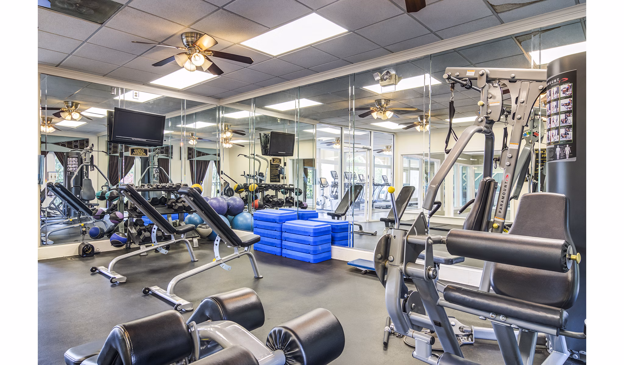 State-of-the-art fitness center with modern equipment at Avana Cumberland Apartments