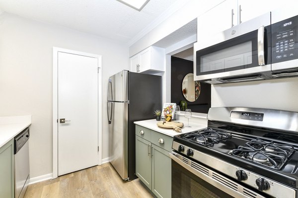 Kitchen featuring modern appliances and sleek countertops at Avana Cumberland Apartments