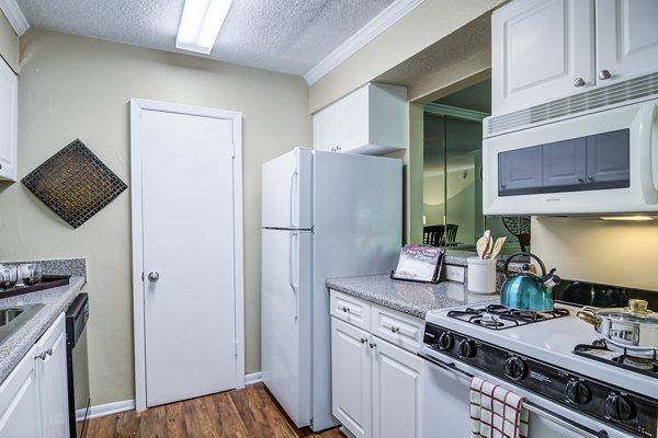 Modern kitchen with stainless steel appliances at Avana Cumberland Apartments