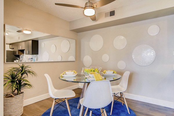 Dining area featuring elegant design at Tuscan Heights Apartments with upscale finishes for a luxurious lifestyle
