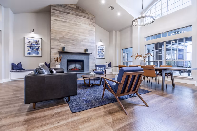 Clubhouse lobby featuring elegant decor at Huntington Park Apartments