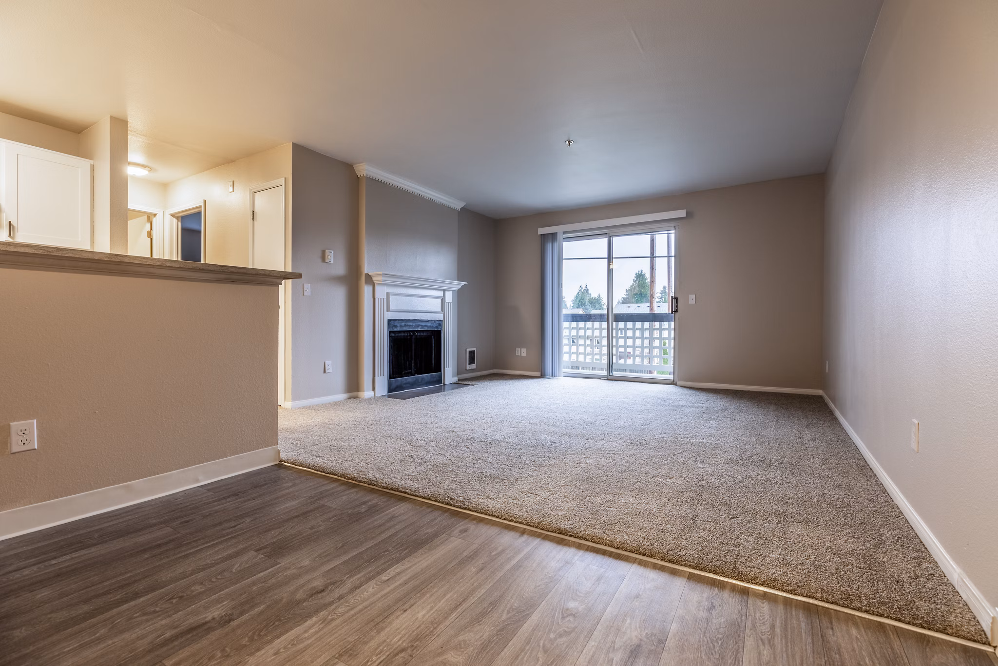 Spacious living room with contemporary design in Huntington Park Apartments