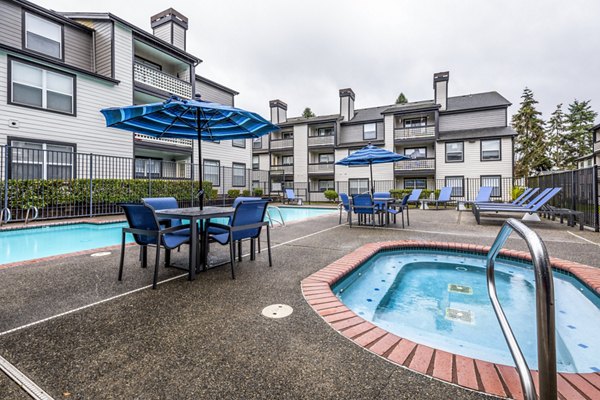 Luxurious hot tub at Huntington Park Apartments featuring premium relaxation amenities