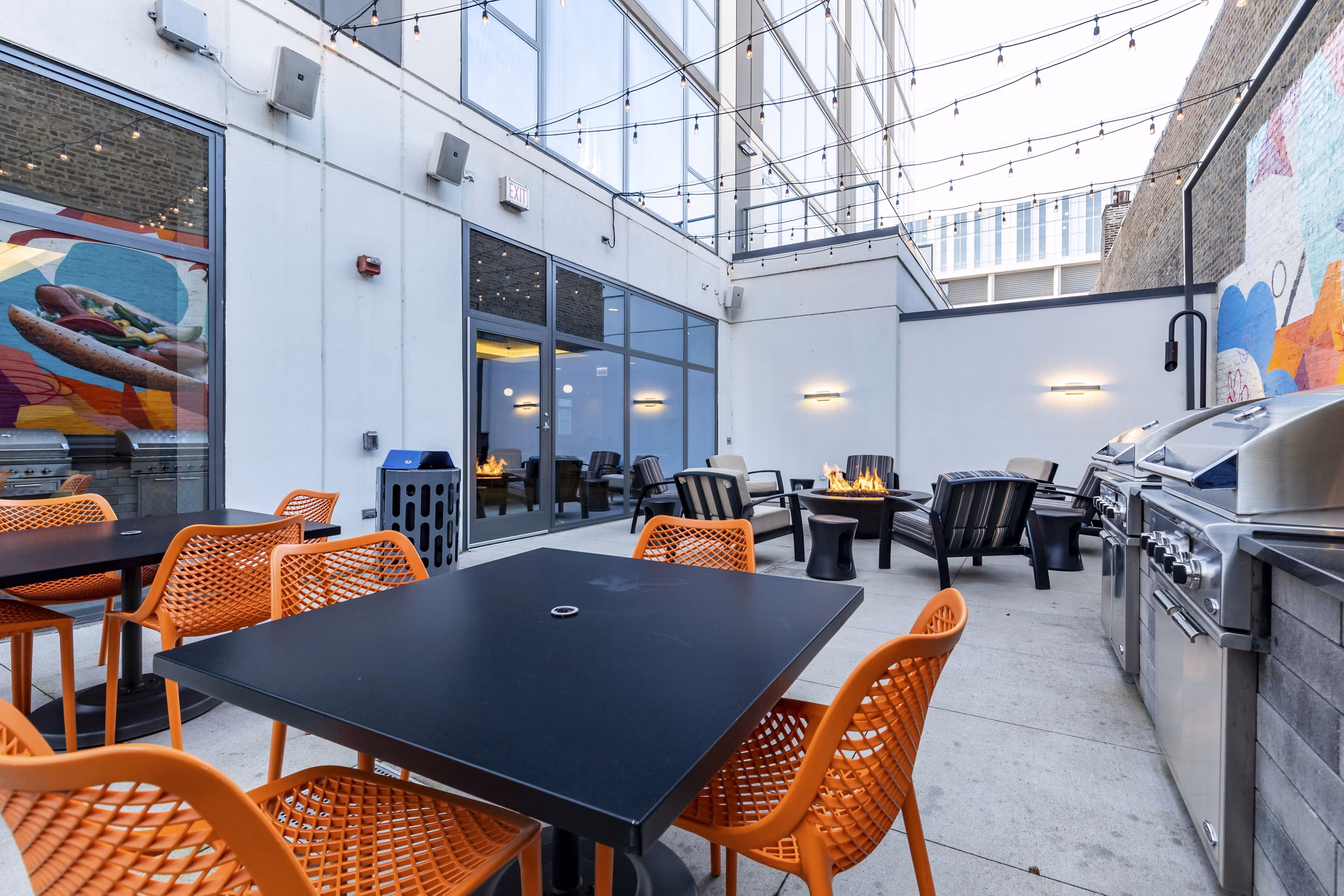 grill area at 30 East Apartments 