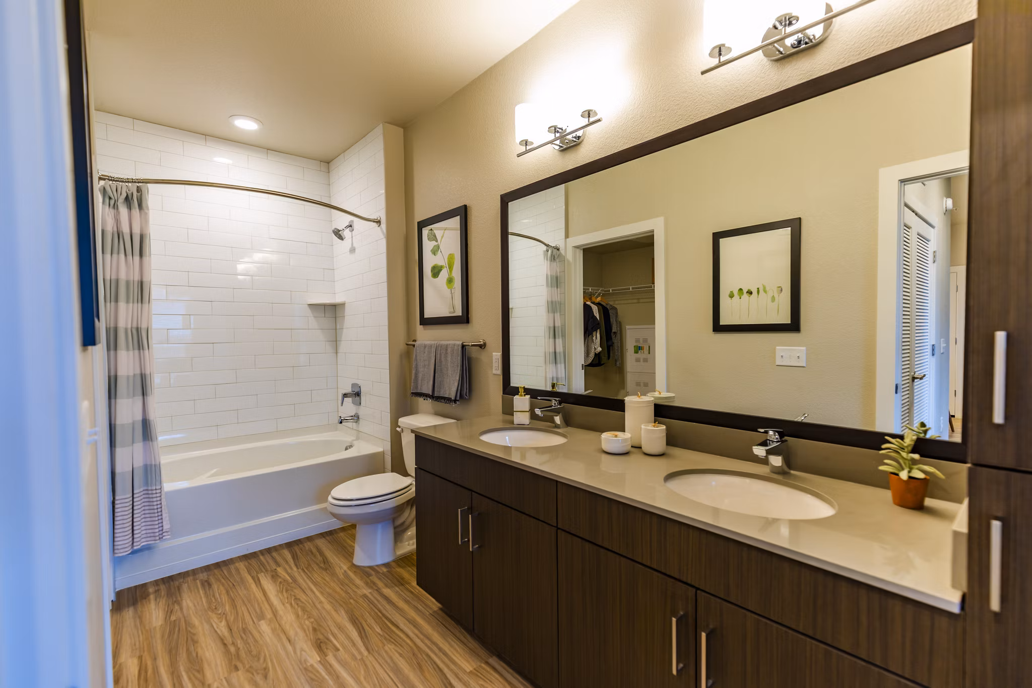 Modern bathroom with sleek fixtures in The Tenzing Apartments