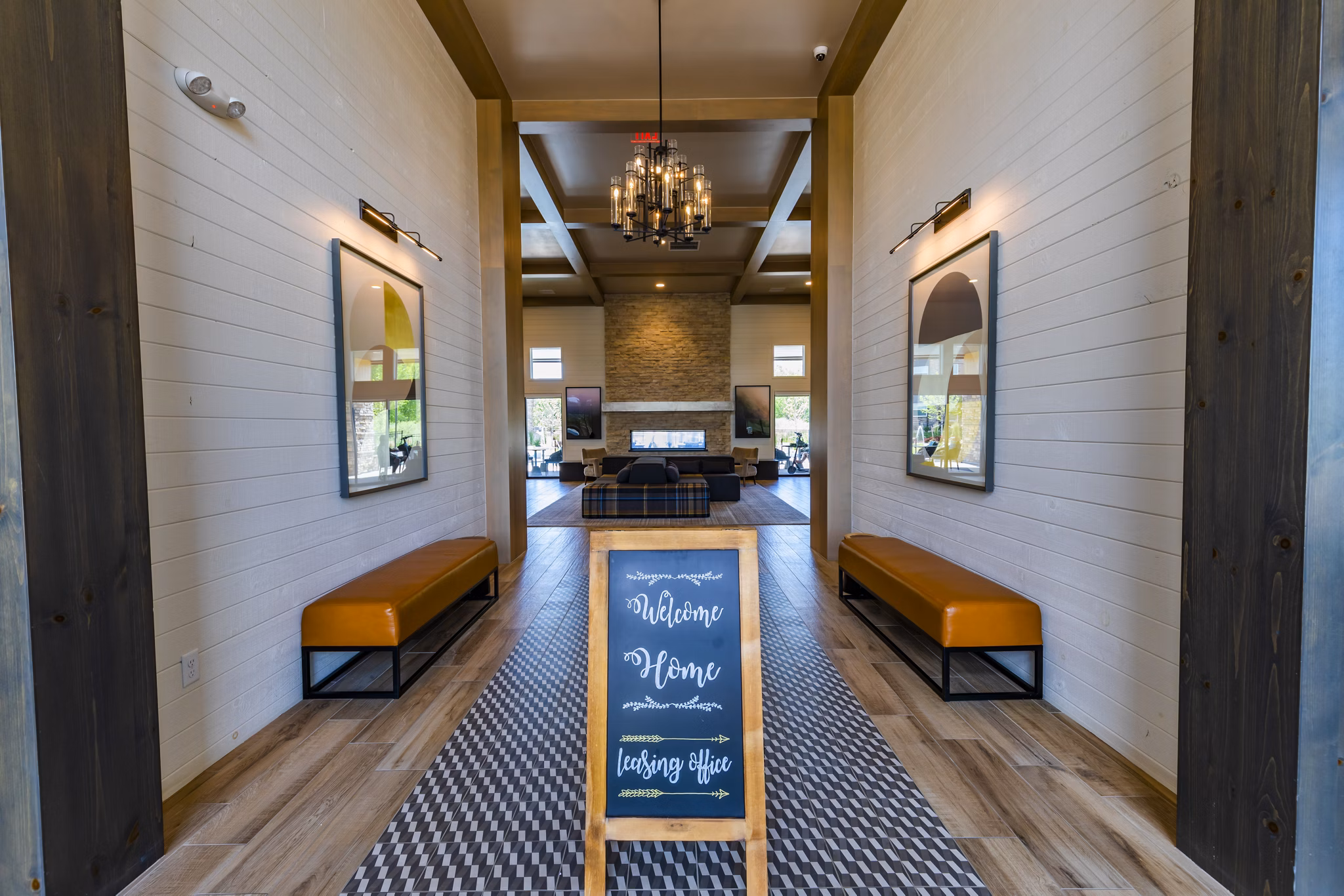 Clubhouse featuring modern decor and social spaces at The Tenzing Apartments