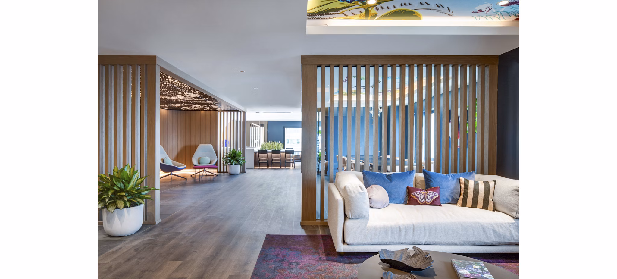 Elegant clubhouse featuring modern decor at Bower Apartments