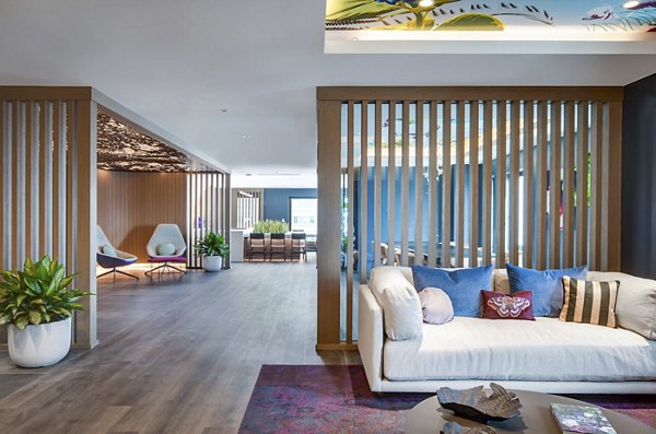 Elegant clubhouse featuring modern decor at Bower Apartments
