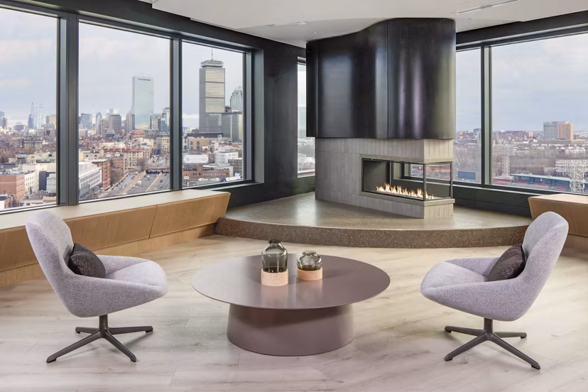 Modern clubhouse with stylish decor at Bower Apartments, perfect for social gatherings and relaxation
