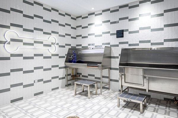 Convenient dog wash station at Bower Apartments with easy-access features for pet owners