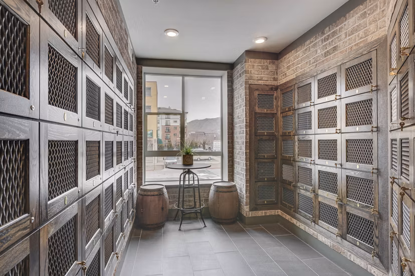 wine cellar at Gateway 505 Apartments