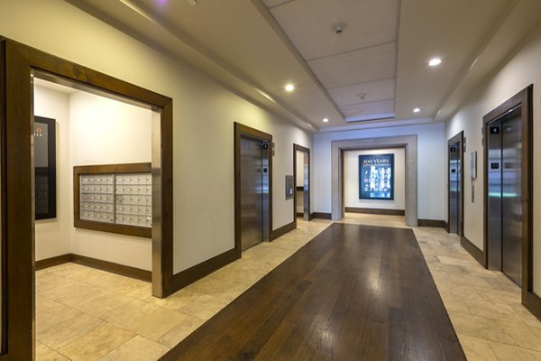 Mailroom with spacious package lockers at The Museum Tower Apartments