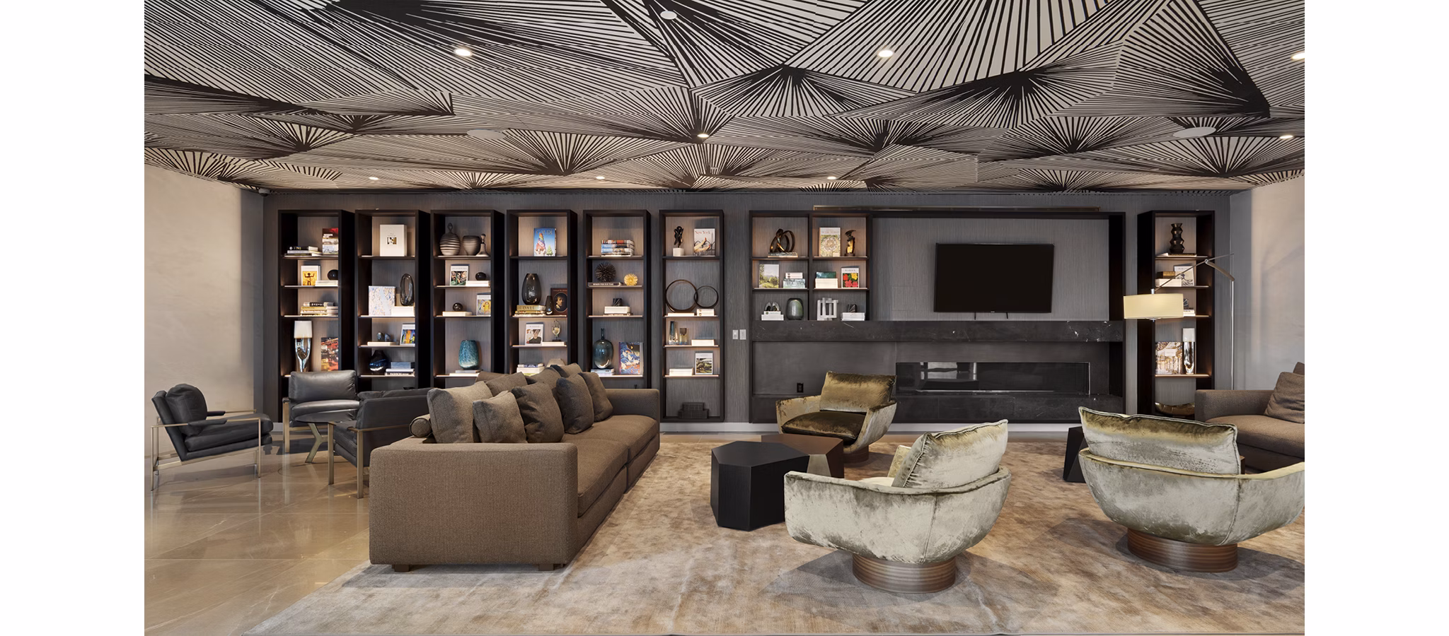 Clubhouse at Hamilton Cove Apartments featuring luxurious lounge areas in Greystar's waterfront community