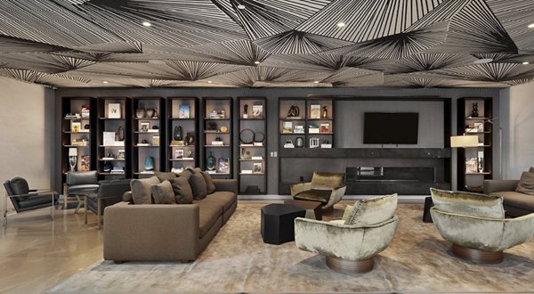 Clubhouse at Hamilton Cove Apartments featuring luxurious lounge areas in Greystar's waterfront community