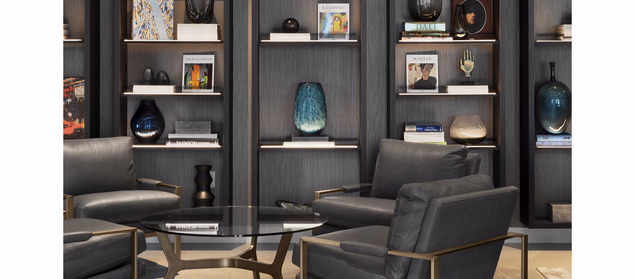 Clubhouse with designer furnishings and vibrant decor at Hamilton Cove Apartments