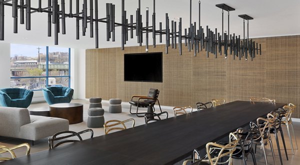 Elegant lounge and entertaining space in Hamilton Cove Apartments clubhouse