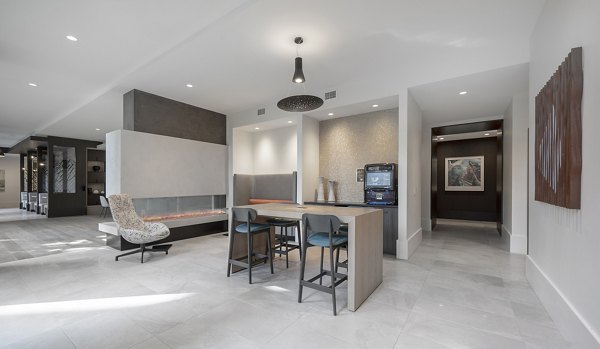Spacious clubhouse with modern decor at The Smith Apartments, a luxury property offering prime communal spaces for residents