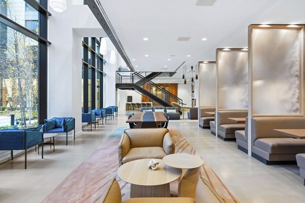 Clubhouse featuring modern design and sleek furnishings at The Smith Apartments, a Greystar-managed luxury property