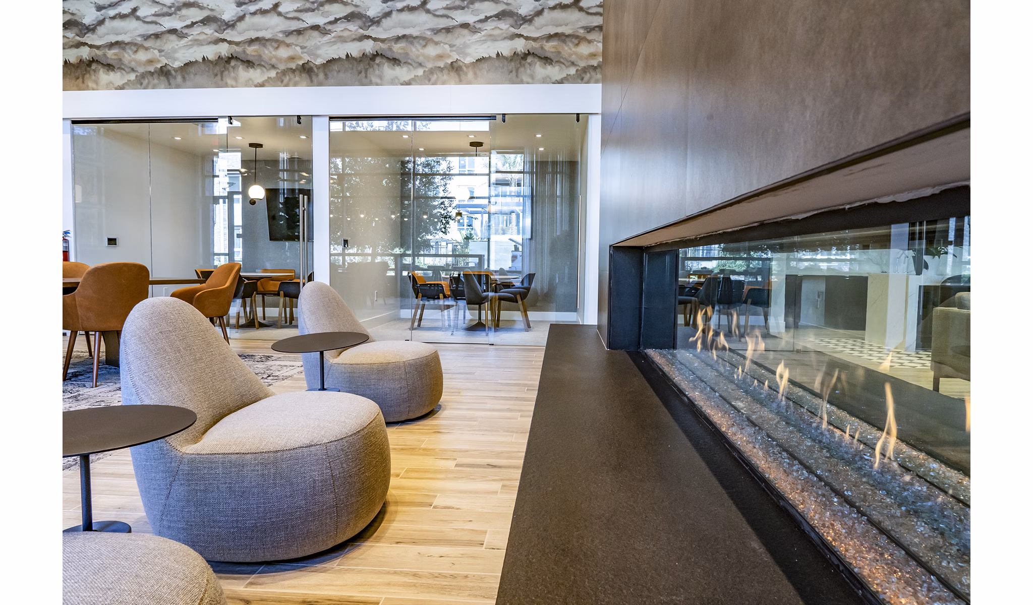 The Asher Apartments: Modern clubhouse lobby with contemporary design elements