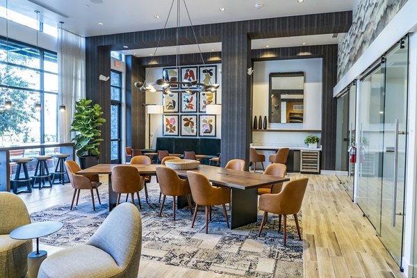 Elegant clubhouse lobby with modern decor at The Asher Apartments, offering luxury apartment living in an inviting setting
