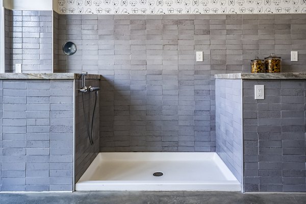Dog wash station at The Asher Apartments: Convenient pet care amenity in luxury residential community