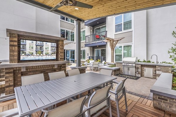 Elegant patio with modern furniture at Bainbridge South End Apartments