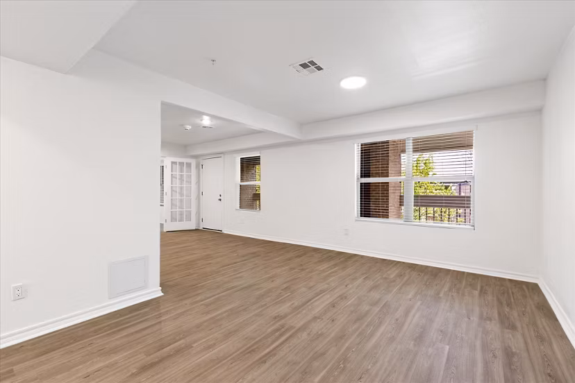 Modern kitchen with stainless steel appliances in The Haven Apartments