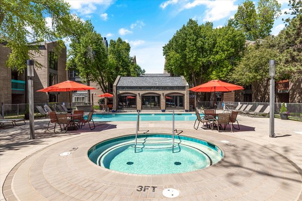 Relaxing evening soak in a jacuzzi at The Haven Apartments