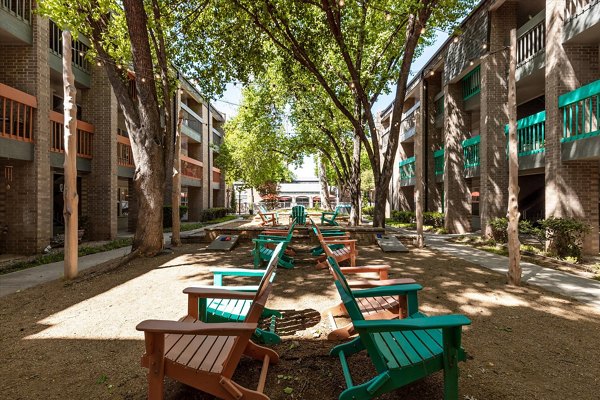 Tranquil courtyard with lush greenery at The Haven Apartments