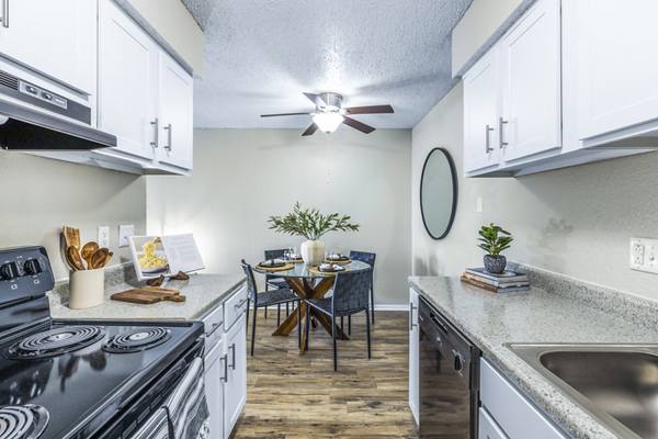 kitchen and dining room at Woodland Trails Apartments