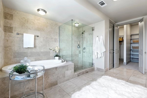 Modern bathroom with sleek fixtures in Ashton Austin Apartments, a Greystar luxury property in dynamic downtown Austin