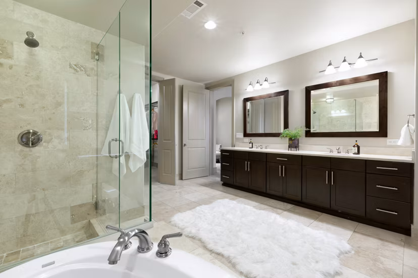 Ashton Austin Apartments: Luxury bathroom featuring modern fixtures and elegant design