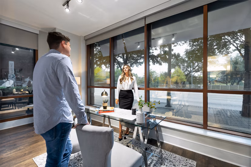 Clubhouse featuring modern design and lounge area at Ashton Austin Apartments in Austin, Texas