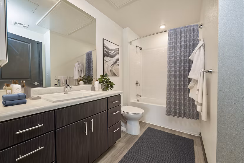 Modern bathroom with sleek fixtures at Westbury Apartments luxury living