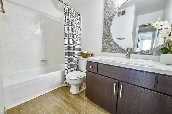 Modern bathroom with sleek fixtures at Greenwood Point Apartments