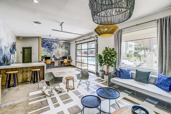 Clubhouse lobby with contemporary decor at Greenwood Point Apartments for luxury living