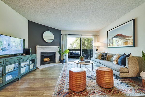 Cozy living room with modern decor at Greenwood Point Apartments