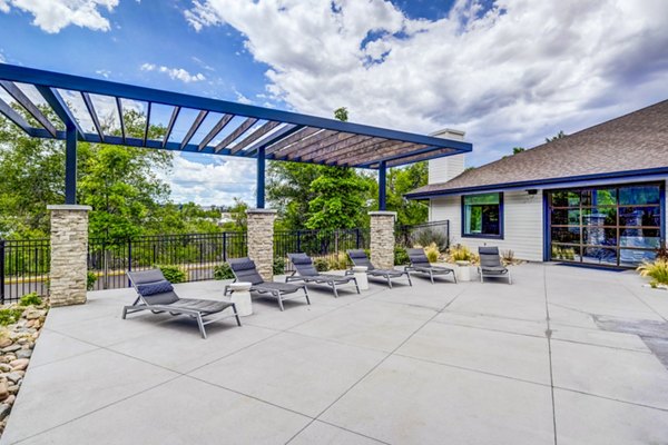 Spacious patio with modern outdoor seating at Greenwood Point Apartments