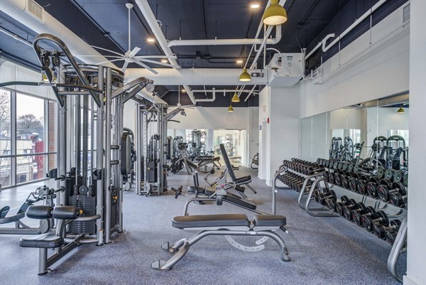 State-of-the-art fitness center with modern equipment at Landmark Apartments