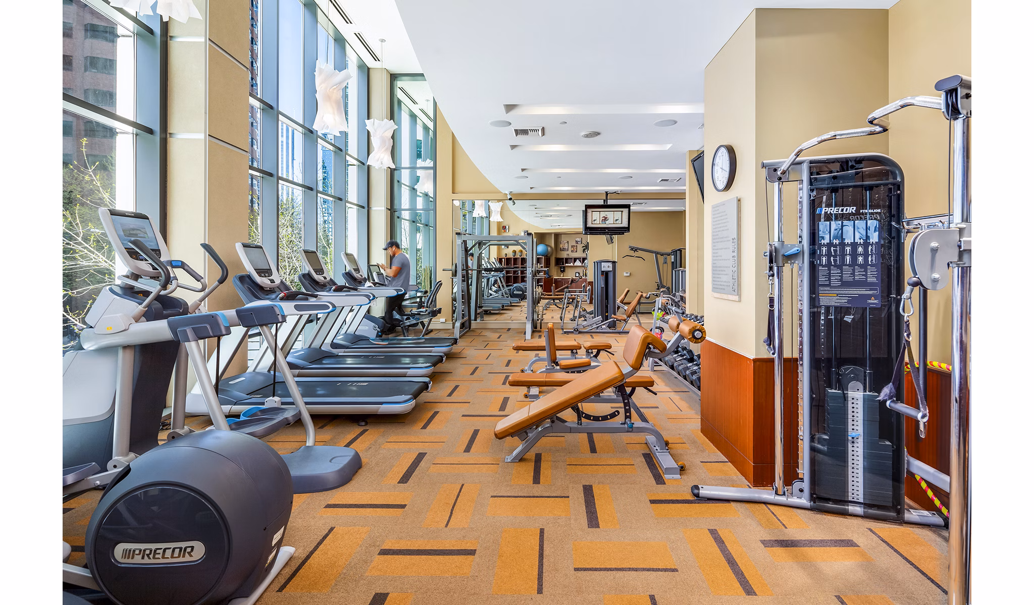 Modern fitness center with state-of-the-art equipment at The Olivian Apartments