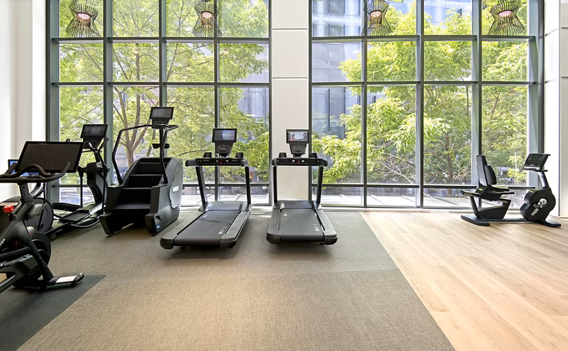 fitness center at The Olivian Apartments