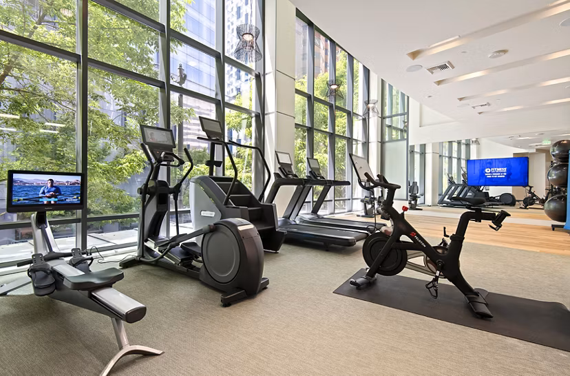 fitness center at The Olivian Apartments