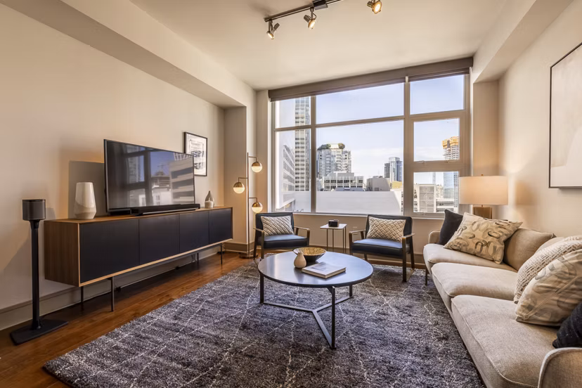 living room at The Olivian Apartments