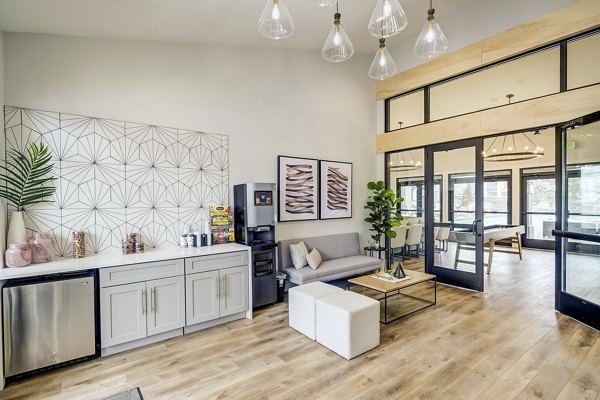 Modern clubhouse with stylish furnishings at Artemis at Spring Canyon Apartments
