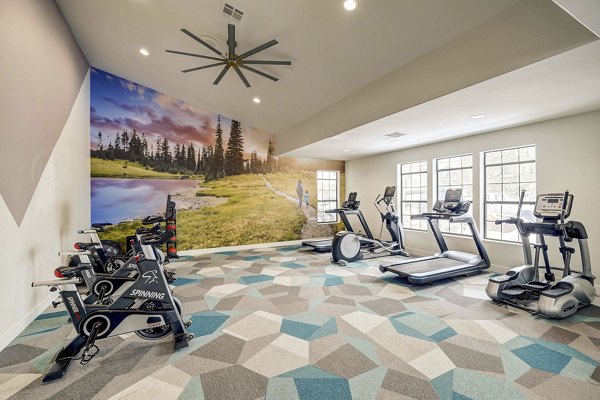Modern fitness center with state-of-the-art equipment at Artemis at Spring Canyon Apartments